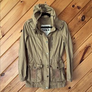 Garage Women's Military Utility Parka Jacket in Tan XS